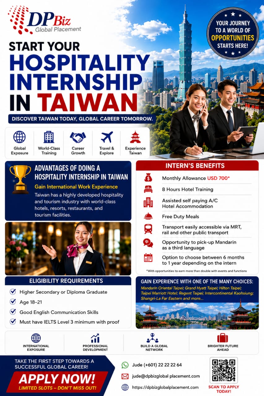 Hospitality Internship in Taiwan