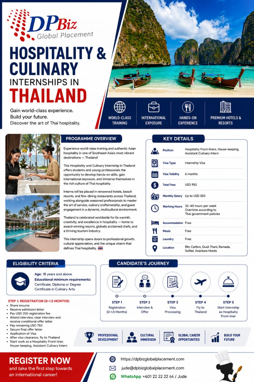Hospitality & Culinary Internships in Thailand